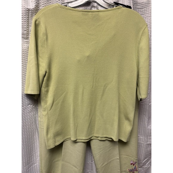 Lavie Boheme Lounge Travel 2p set Women's Medium Green Butterfly Embroidered Y2K - Picture 7 of 11